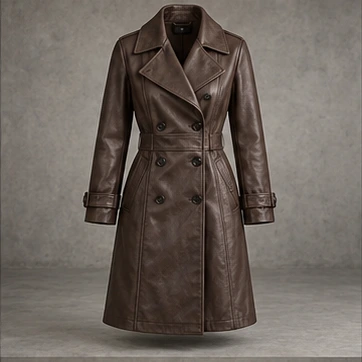 Smoke Brown Cinder Faux Leather Coat
