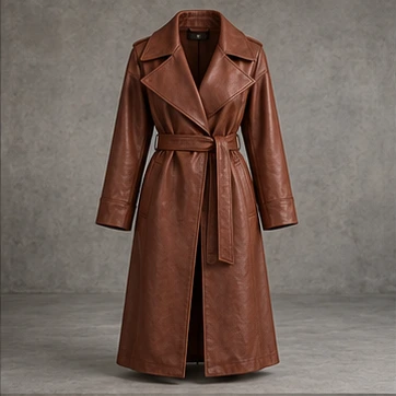 Rust Brown Rustbound Faux Leather Trench